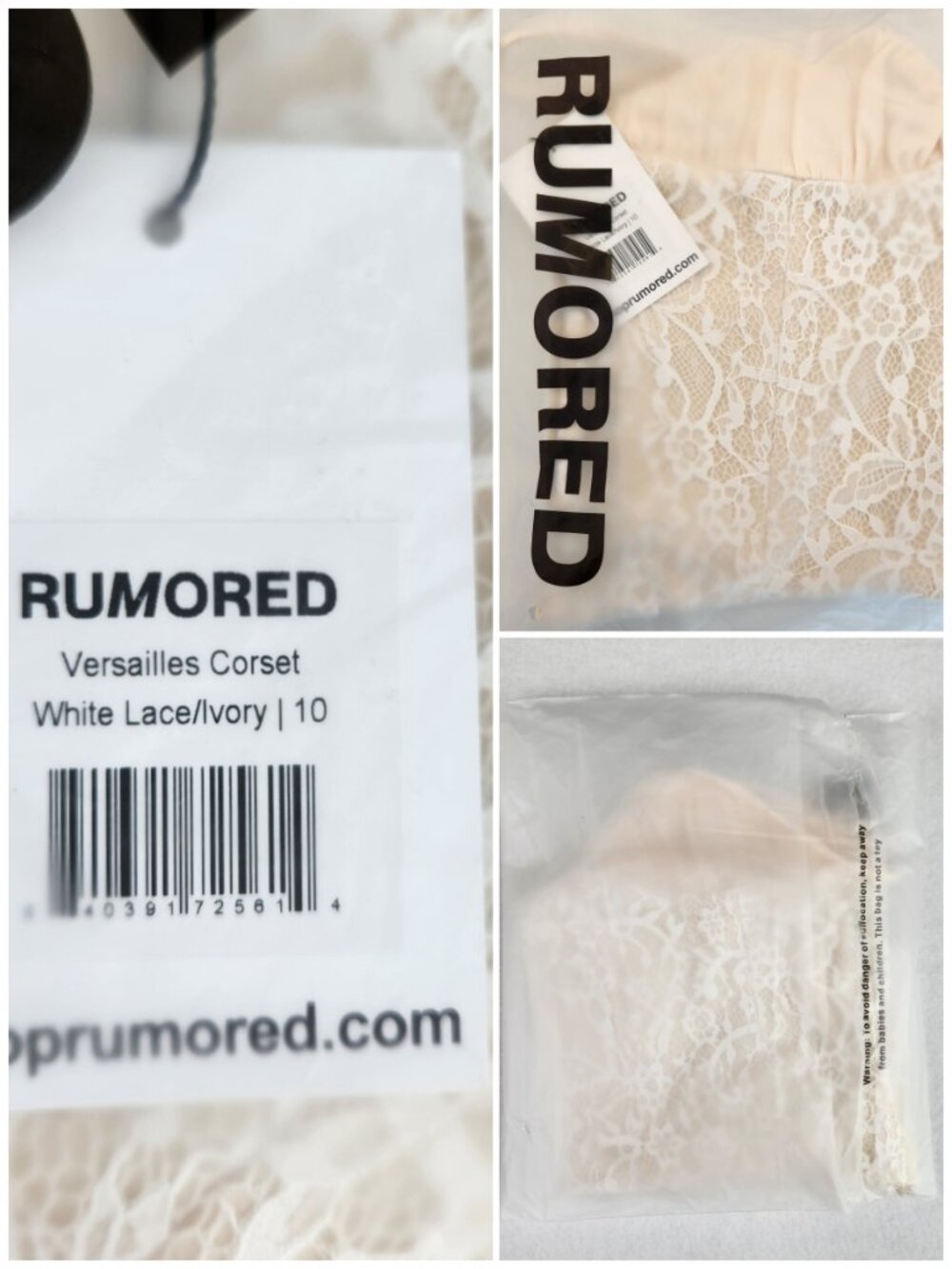 RUMORED Versailles Corset 10 Ivory Lace Bustier Coquette NWT - Picture 6 of 8